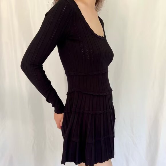 LSF Lavender Stretch Pointelle Mini Dress - Black - Picture 4 of 6